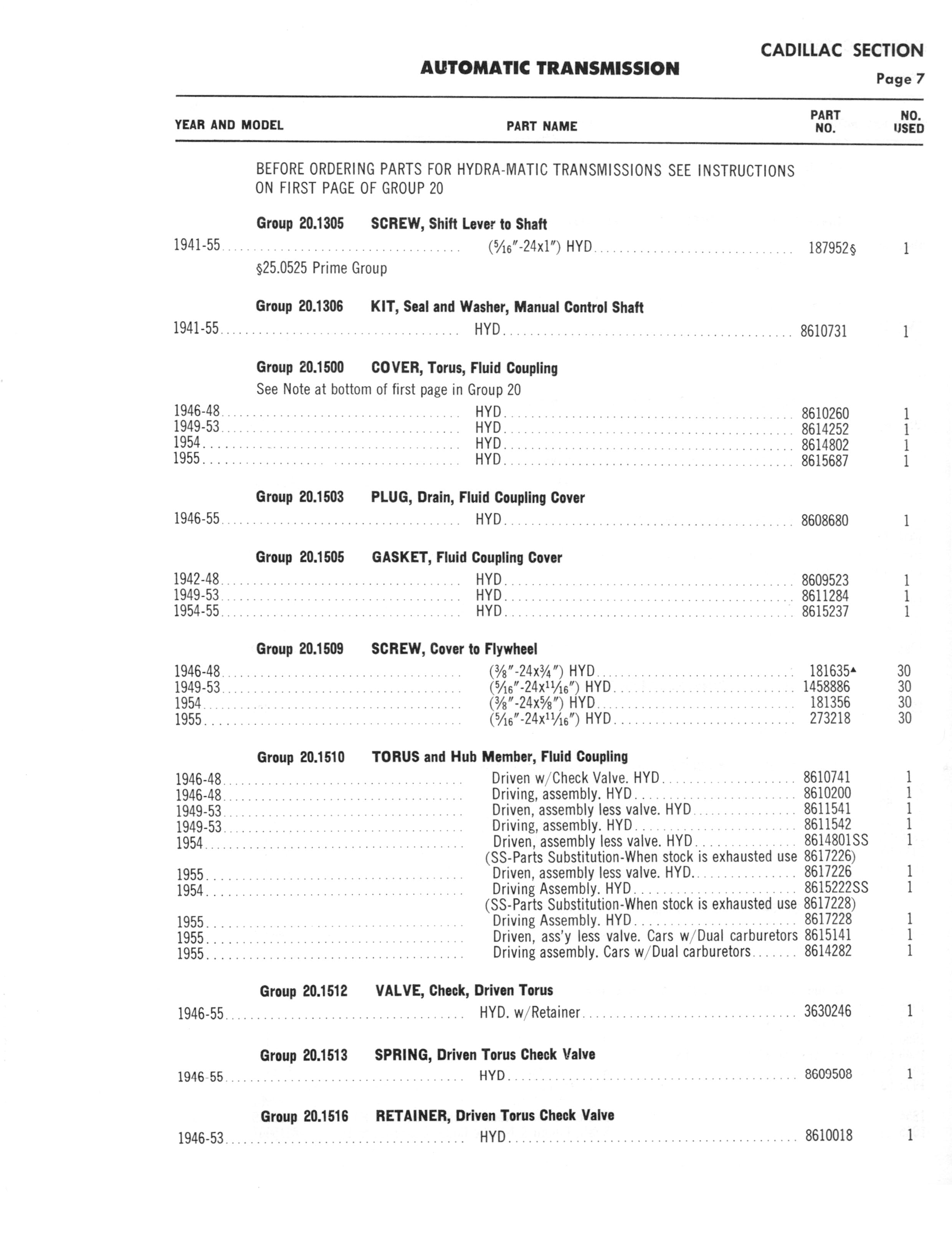 A3010 Automatic Transmission Parts Catalog HydraMatic, PowerGlide